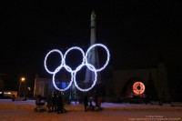 Ракета и олимпийские кольца на ВДНХ