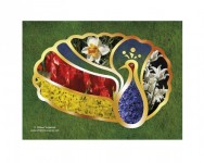 Стилизованный павлин с весенними цветами